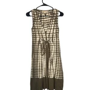 MICHAEL Michael Kors Brown & White Sleeveless V-Neck Belted Dress Women Sz S